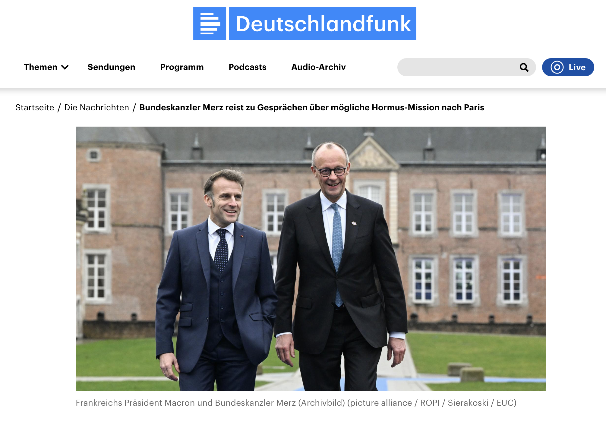 Konferenz - Bundeskanzler Merz reist zu Gesprächen über mögliche Hormus-Mission nach Paris